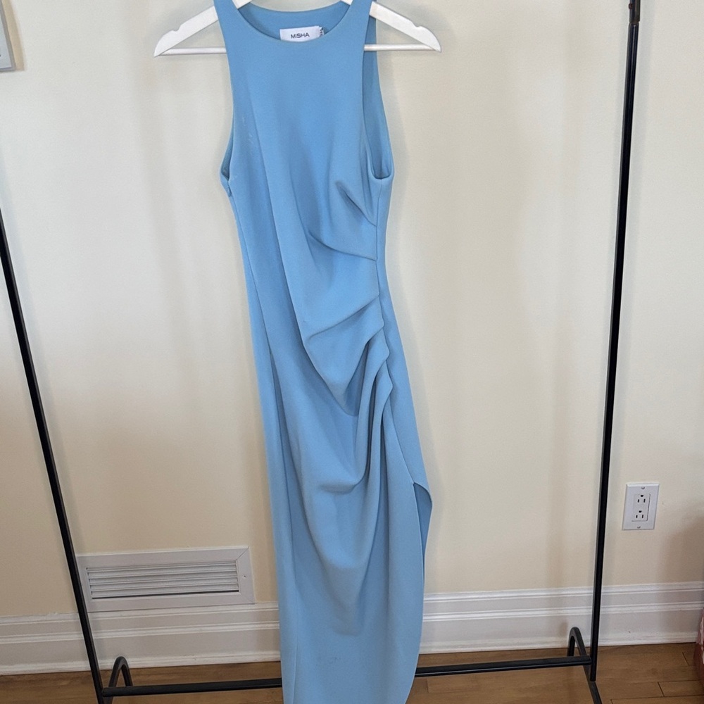 Misha Sky Blue Asymmetrical Dress